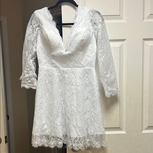 Amazon White Lace Backless Dress